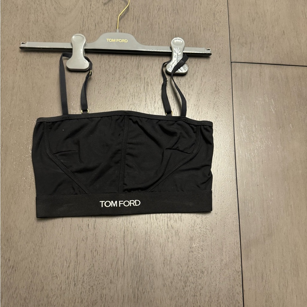 Tom Ford Black Scoop Neck Crop Top